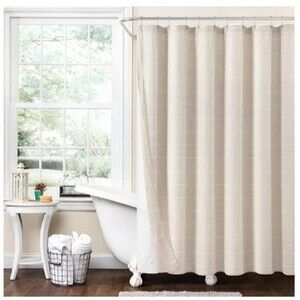 Lush Decor Farmhouse Textured Sheer Shower Curtain with Peva Liner